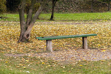 Image showing wooden bench in the park  