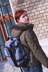 Image showing Redheaded girl student