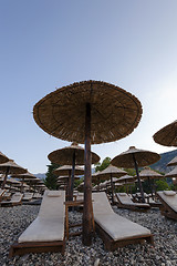 Image showing   wooden umbrellas 