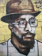 Image showing graffiti - the black man with hat and glasses