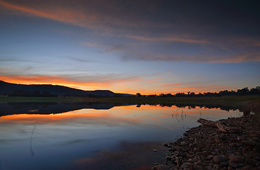 Image showing Sunset over Boorooberongal Lake Penrith