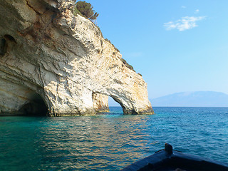 Image showing Blue caves at bright sunny day Zakinthos Greece