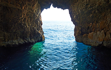 Image showing Blue caves at bright sunny day Zakinthos Greece