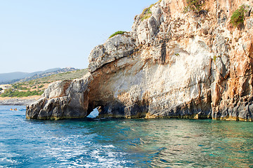 Image showing Blue caves at bright sunny day Zakinthos Greece