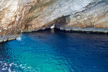 Image showing Blue caves at bright sunny day Zakinthos Greece