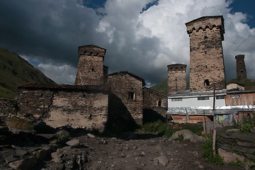 Image showing Towers in mountain village