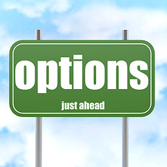 Image showing Options, just ahead green road sign