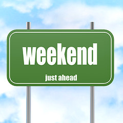 Image showing Weekend word on green road sign