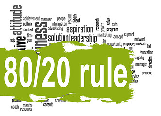 Image showing Rule 80 20 word cloud with green banner