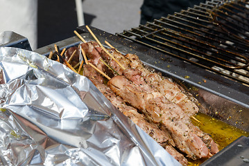 Image showing Juicy roasted kebabs on the grill