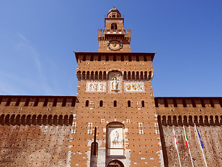 Image showing Retro look Castello Sforzesco Milan