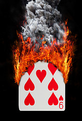 Image showing Playing card with fire and smoke