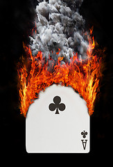 Image showing Playing card with fire and smoke