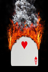 Image showing Playing card with fire and smoke