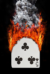 Image showing Playing card with fire and smoke