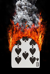 Image showing Playing card with fire and smoke