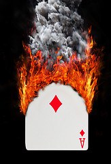 Image showing Playing card with fire and smoke