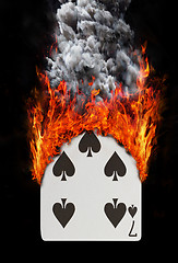 Image showing Playing card with fire and smoke