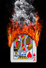 Image showing Playing card with fire and smoke