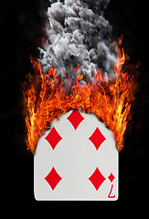 Image showing Playing card with fire and smoke