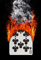 Image showing Playing card with fire and smoke