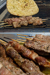 Image showing Juicy roasted kebabs on the grill