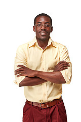 Image showing portrait of handsome young black african smiling man