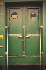 Image showing doors of vintage railroad passenger wagon-lit