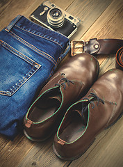 Image showing Still life with brown boots