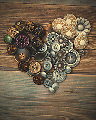 Image showing Heart from vintage classical buttons