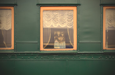 Image showing windows of vintage railroad wagon-lit