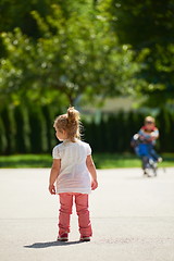 Image showing little girl have fun in park