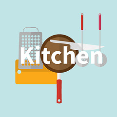 Image showing Kitchen utensils. Flat design.