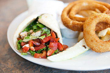 Image showing Chicken Pita with Onion Rings