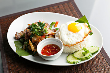 Image showing Thai Crispy Pork with Fried Egg