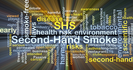 Image showing Second-hand smoke SHS background concept glowing