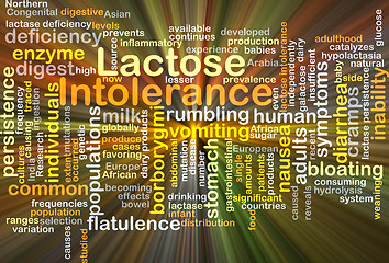 Image showing Lactose intolerance background concept glowing