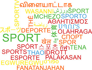 Image showing Sport multilanguage wordcloud background concept
