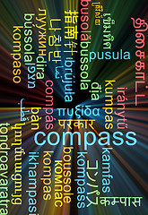 Image showing Compass multilanguage wordcloud background concept glowing