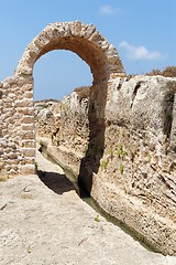 Image showing Ancient irrigation ditch and arch in Nahal Taninim archeological park in Israel
