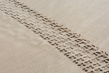 Image showing Diagonal track of quad bike on sand