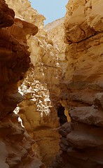 Image showing Narrow slot between two rocks in Barak Canyon, Israel