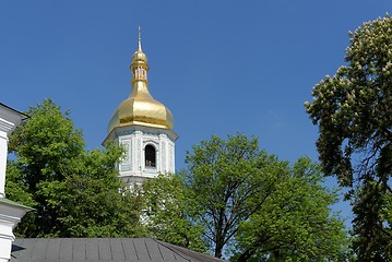 Image showing Belfry of the Sophia's Cathedral in Kiev, Ukraine, above the trees