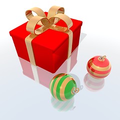 Image showing gift and christmas balls