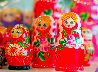 Image showing Traditional Russian toys for children - nested doll dolls.