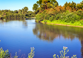 Image showing Landscape with the image of the river and the surrounding nature