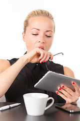 Image showing Business woman yawning.