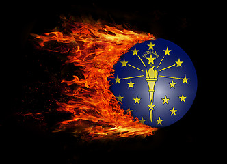 Image showing US state flag with a trail of fire - Indiana