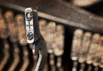 Image showing C hammer - old manual typewriter - warm filter