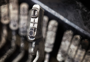 Image showing D hammer - old manual typewriter - mystery smoke